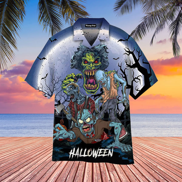 Halloween Zombie Scary Night - Aloha Hawaiian Shirts For Men & For Women Couples - HAW1446