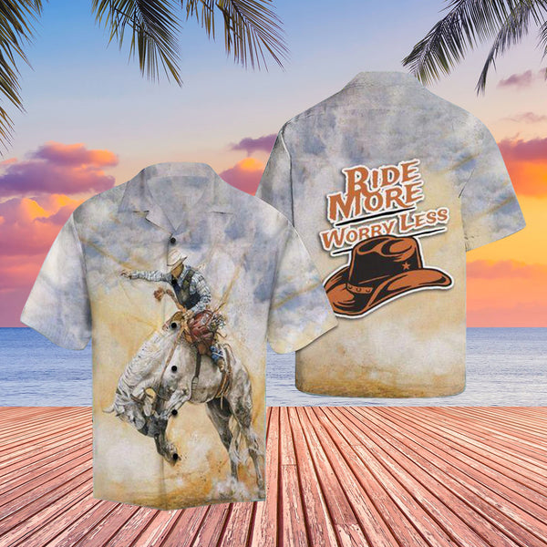 Rodeo Ride More Worry Less Horse Cool Design - Aloha Hawaiian Shirts For Men & For Women Couples - HAW1283