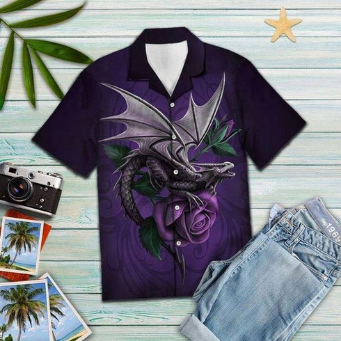 Purple Dragon Hawaiian Shirt - Aloha Hawaiian Shirts For Men & For Women Couples - HAW1311