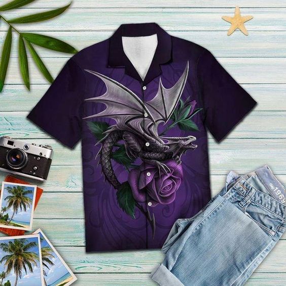 Purple Dragon Hawaiian Shirt - Aloha Hawaiian Shirts For Men & For Women Couples - HAW1311