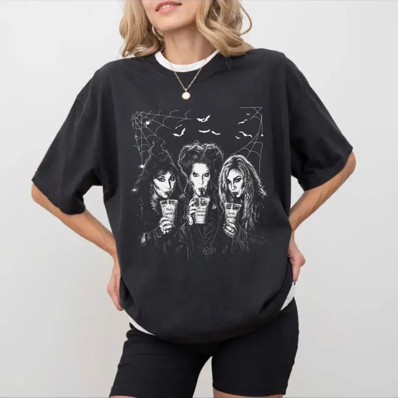 Witchy Spooky Sisters Funny Halloween Shirt
