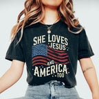 She Loves Jesus and America Too 4th of July Shirt