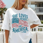 She Loves Jesus and America Too 4th of July Shirt