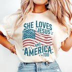 She Loves Jesus and America Too 4th of July Shirt