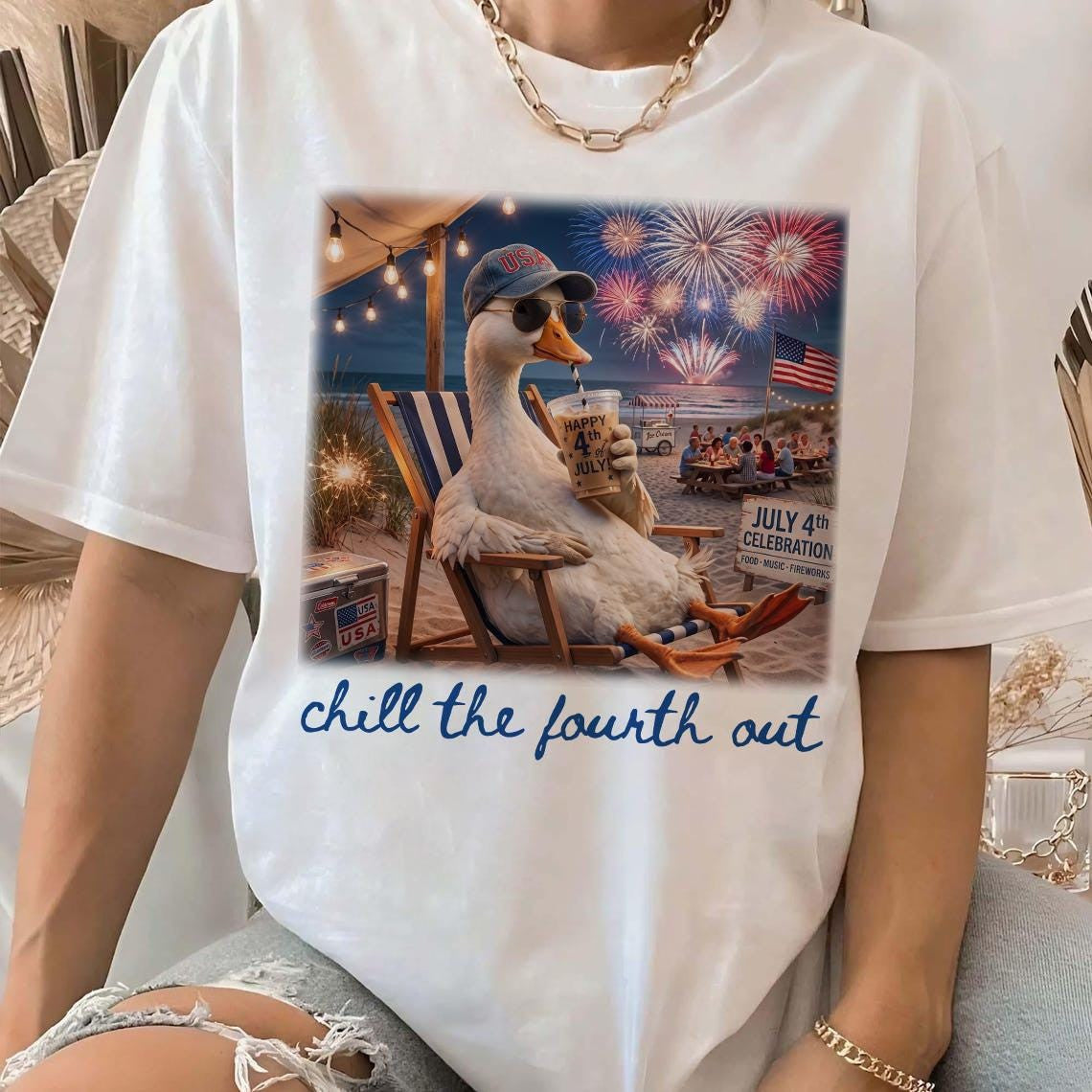 Chill the Fourth Out Goose 4th of July Shirt
