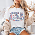 Floral USA Patriotic 4th of July Shirt