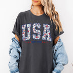Floral USA Patriotic 4th of July Shirt