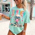 Summerween Skeleton Halloween T-Shirt, Funny Summer Vacation Shirt