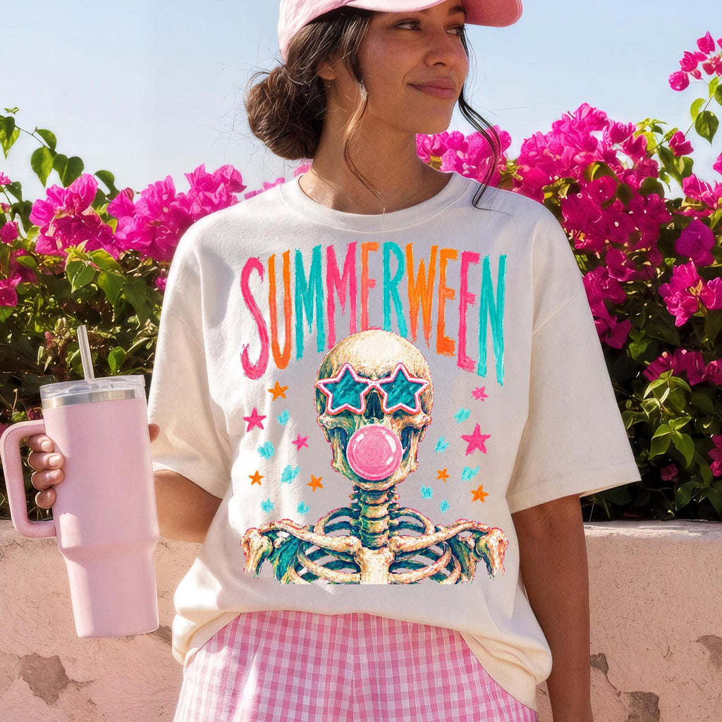 Summerween Skeleton Halloween T-Shirt, Funny Summer Vacation Shirt