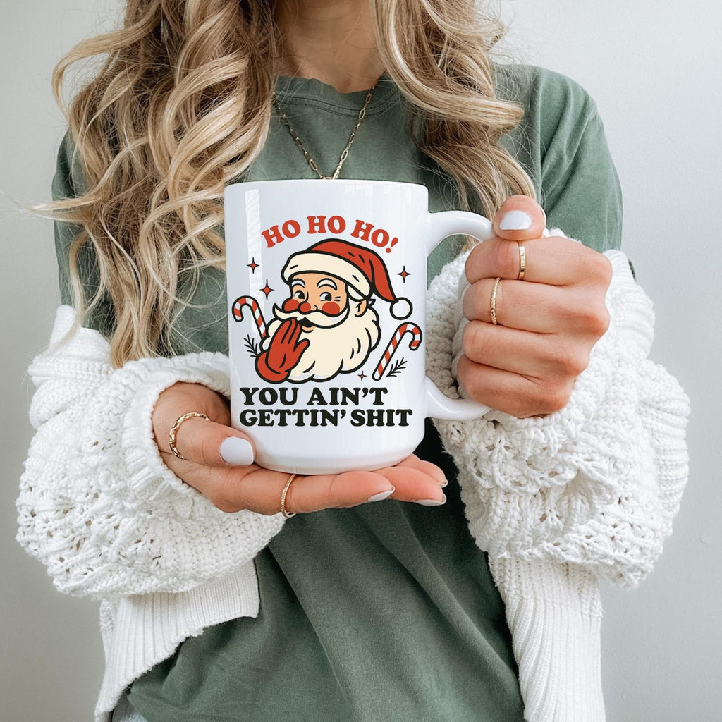 Funny Santa Ceramic Coffee Mug: Sarcastic Christmas Coffee Mug