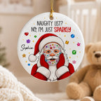 Funny Santa Bedazzled Face Mask Ornament, Christmas Decor | Best Friend Gift