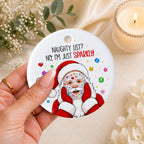 Funny Santa Bedazzled Face Mask Ornament, Christmas Decor | Best Friend Gift