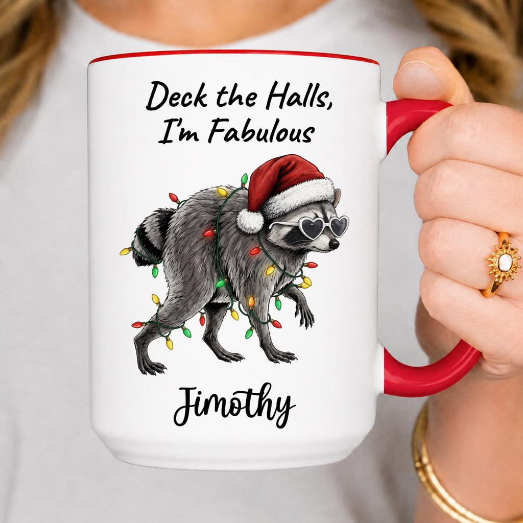 Funny Deck The Hall Jimothy Raccoon Christmas Coffee Mug