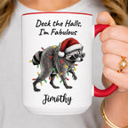 Funny Deck The Hall Jimothy Raccoon Christmas Coffee Mug