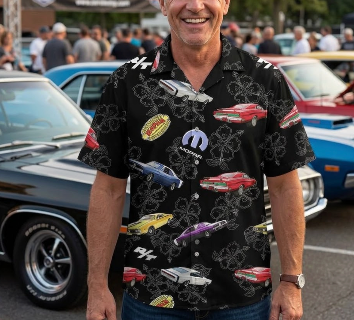 Vintage Mopar Car Cool Design Aloha Hawaiian Shirts For Men Summer Shirt