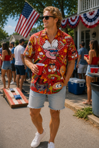 4th Of July Memorial Day BBQ Activities - Aloha Hawaiian Shirts For Men & For Women Couples - HAW1350
