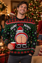 Funny Ugly Christmas Sweater for Men | Cheeky Santa Gag Gift for Him