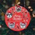 Cute Bulldog Merry Christmas Ceramic Ornament
