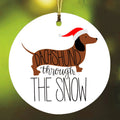Dachshund Through The Snow Funny Christmas Ceramic Ornaments - Christmas Decoration Gifts