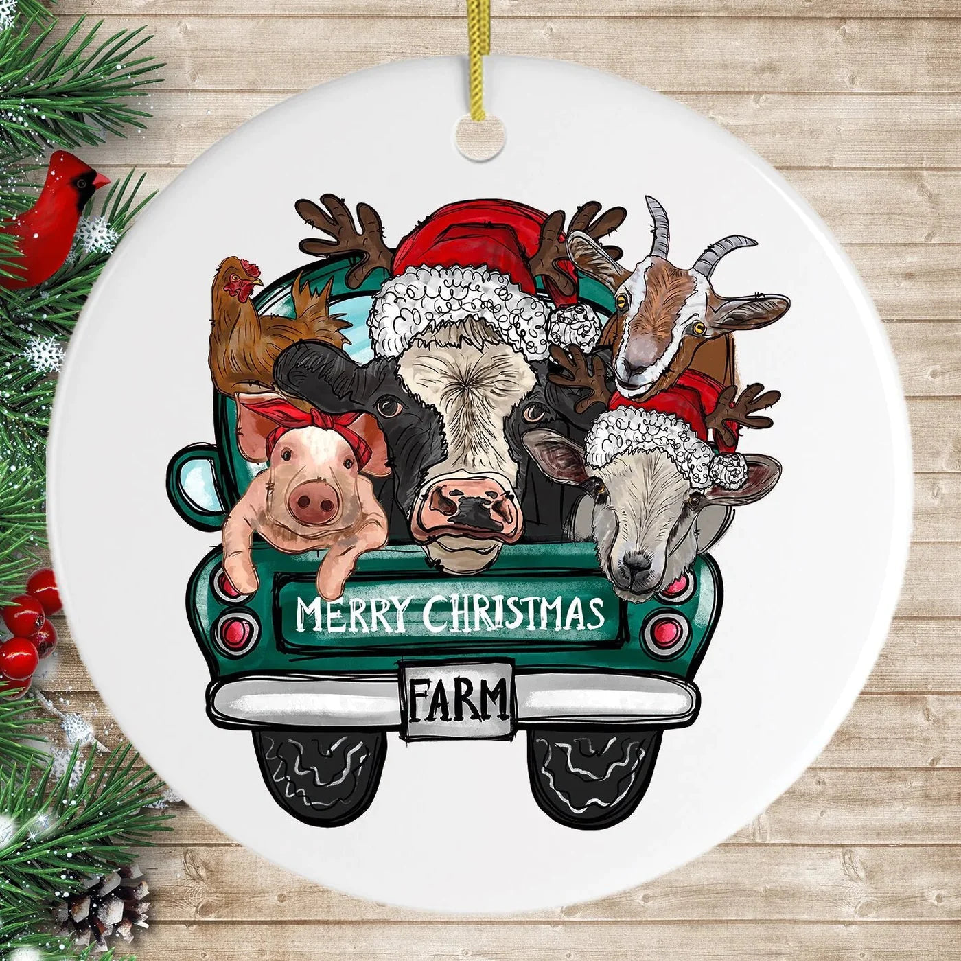 Cute Farm Animals Funny Christmas Ceramic Ornaments - Christmas Decoration Gifts