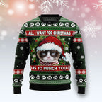 Grumpy Cat Punch You Funny Ugly Christmas Sweater For Women & Men - Christmas Gift