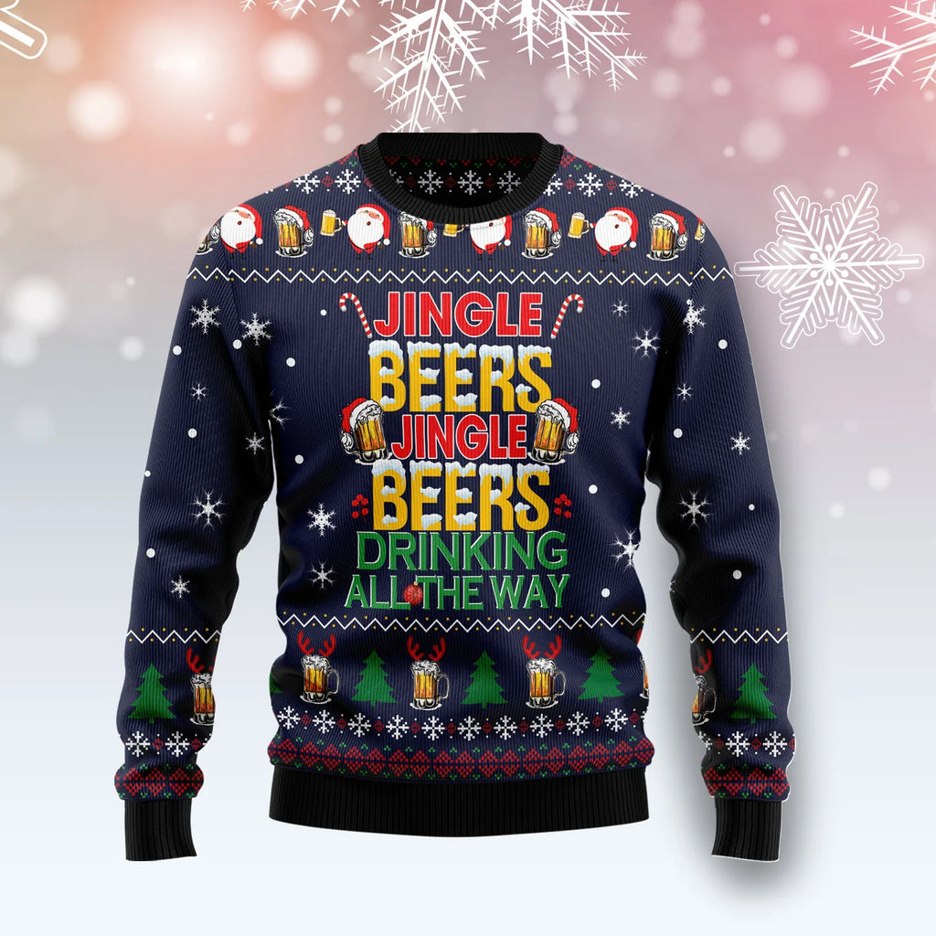 Jingle Beers Drinking All The Ways Funny Ugly Christmas Sweater For Women & Men - Christmas Gift