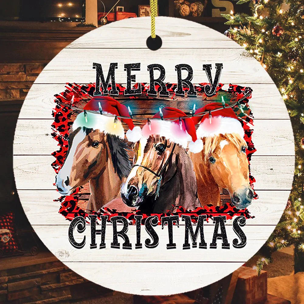 Merry Christmas Colorful Horses Christmas Ceramic Ornaments - Christmas Decoration Gifts