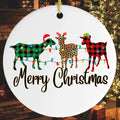 Merry Christmas Funny Plaid Goats Christmas Ceramic Ornaments - Christmas Decoration Gifts