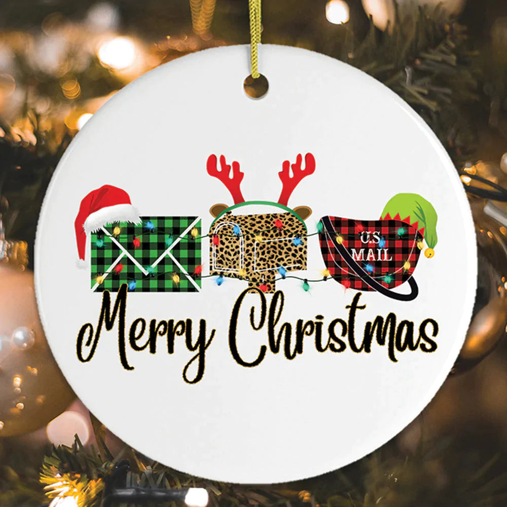 Postal Worker Plaid Christmas Ceramic Ornaments - Christmas Decoration Gifts