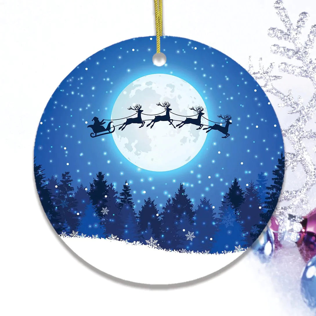 Reindeer Silhouette Christmas Ceramic Ornaments - Christmas Decoration Gifts