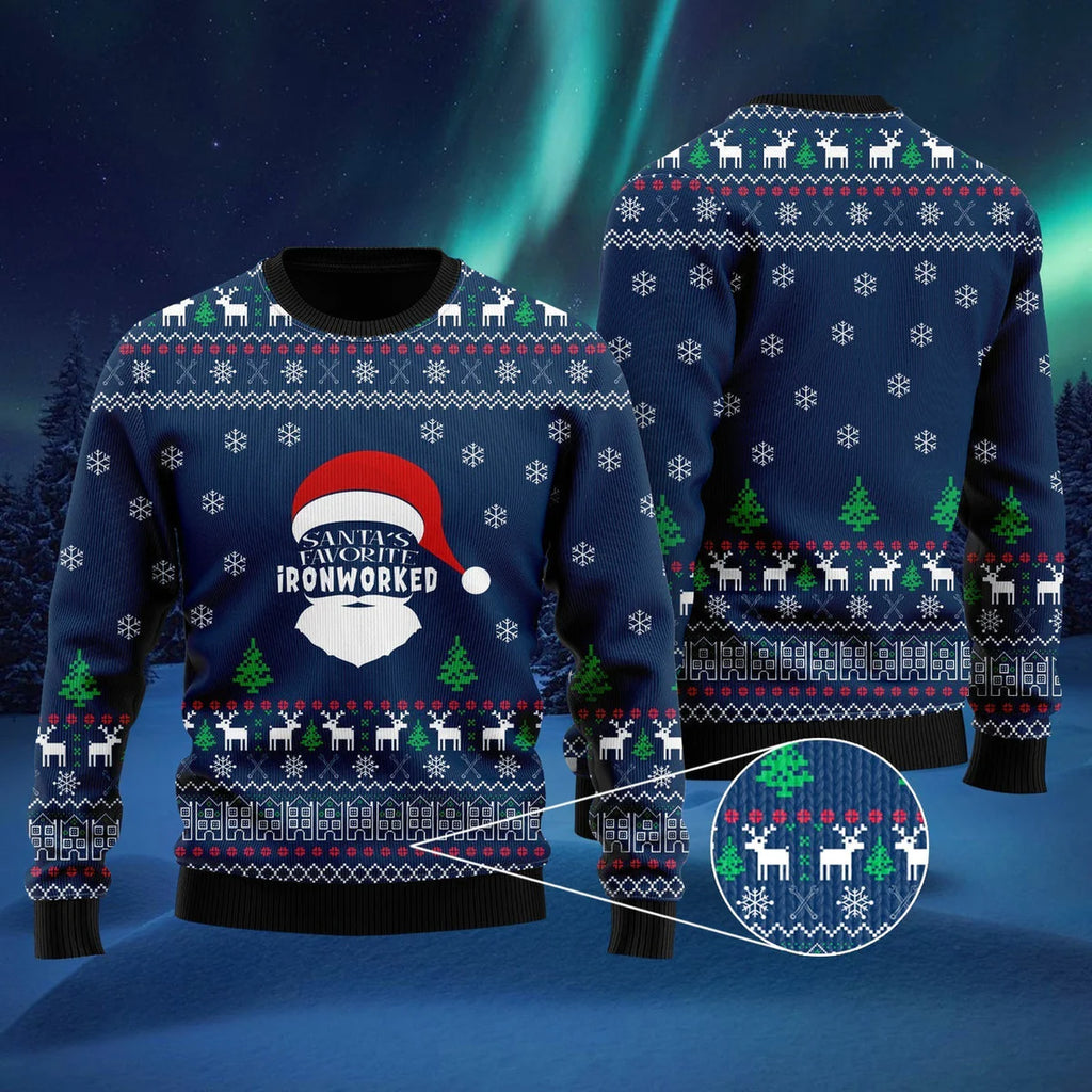 Santa's Favorite Ironworker Ugly Christmas Sweater For Women & Men - Christmas Gift
