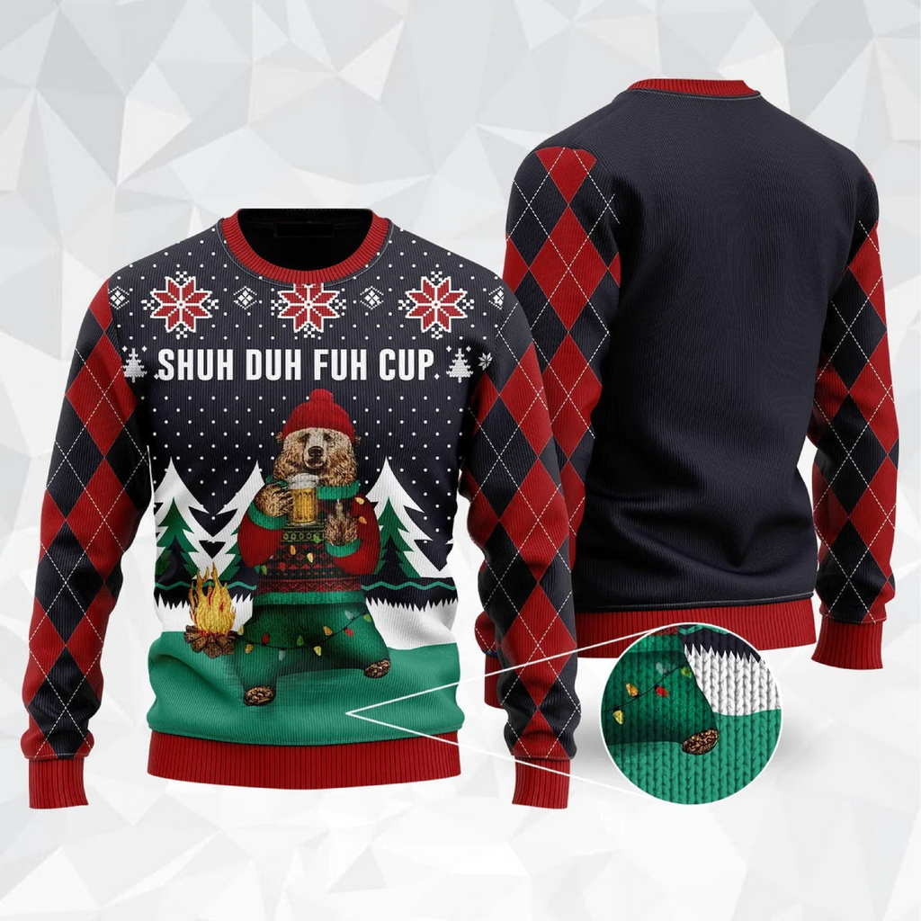 Shuh Duh Fuh Cup Beer Camping Ugly Christmas Sweater For Women & Men - Christmas Gift