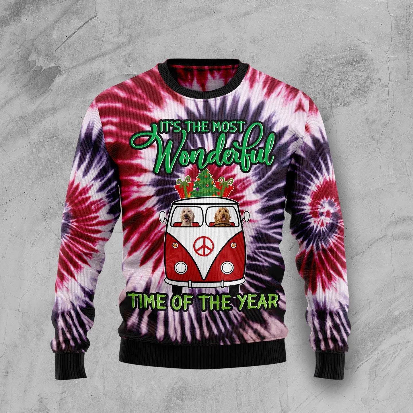Tie-dye Goldendoodle Ugly Christmas Sweater For Women & Men - Christmas Gift