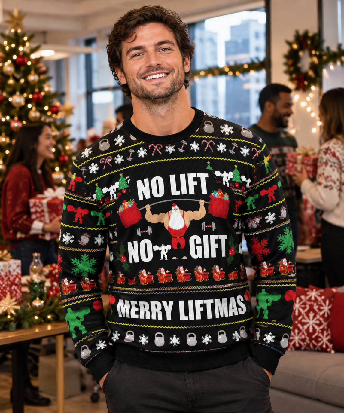 No Lift No Gift Funny Santa Christmas Sweater For Women & Men - Christmas Gift