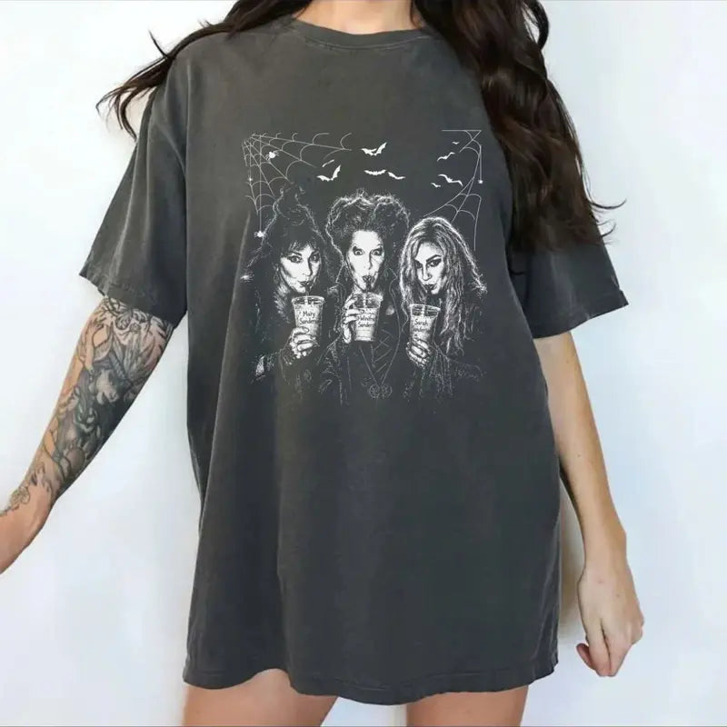 Witchy Spooky Sisters Funny Halloween Shirt