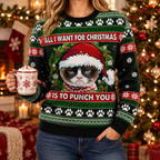 All I Want Is To Punch You Funny Ugly Christmas Sweater For Women & Men - Christmas Gift