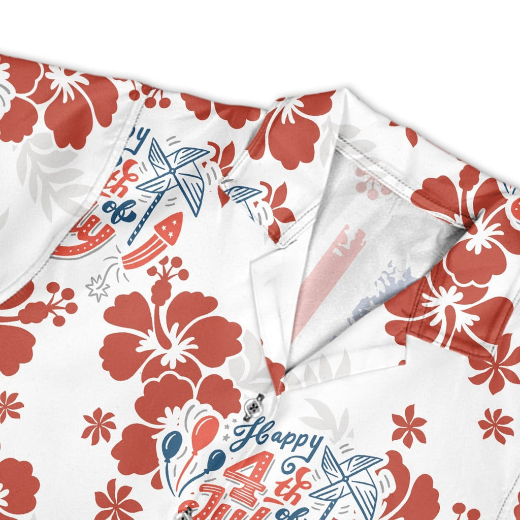 Patriotic Tropical Happy 4th of July Cool Design  - Aloha Hawaiian Matching Shirts