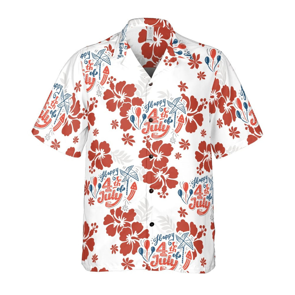 Patriotic Tropical Happy 4th of July Cool Design  - Aloha Hawaiian Matching Shirts