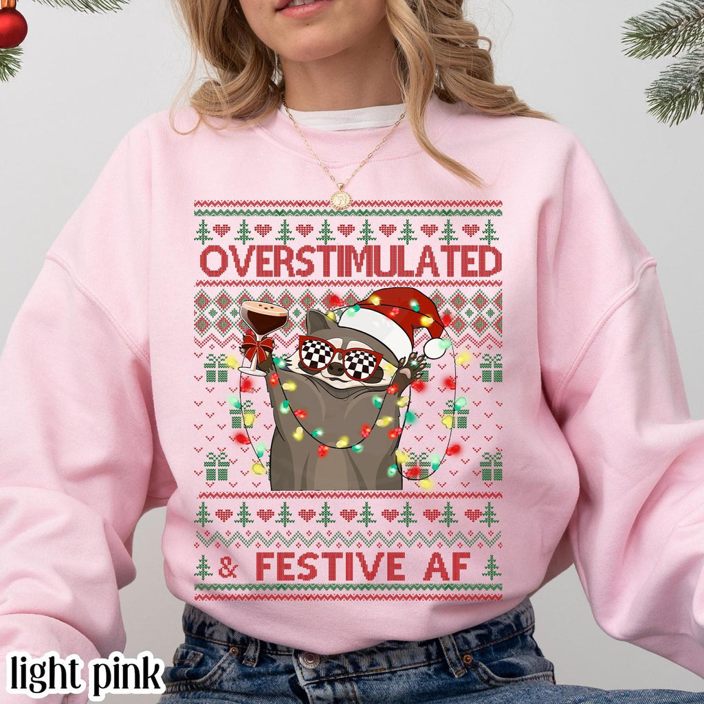 Funny Raccoon Christmas Shirt | Overstimulated Espresso Martini Gift