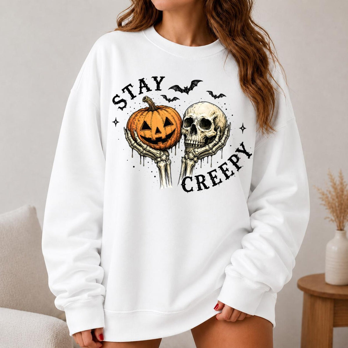 Stay Creepy Skeleton Dark Humor Halloween Shirt