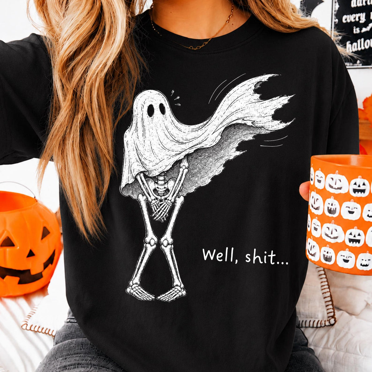 Funny Skeleton Well Shit Halloween Shirt