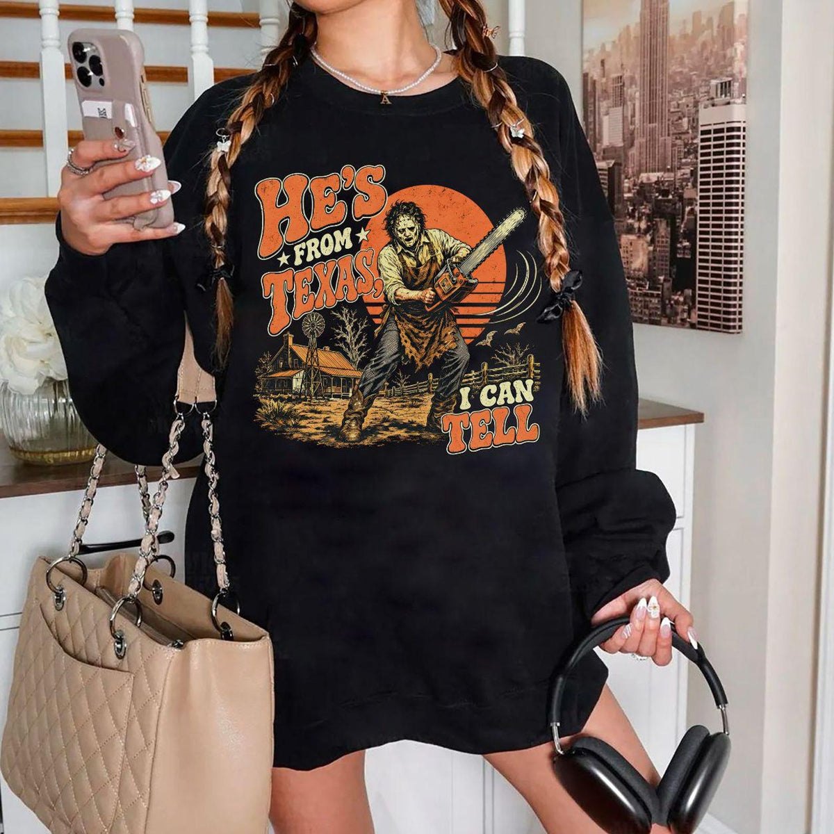 He's From Texas Horror  Halloween Movie Shirt