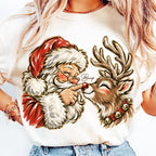 Vintage Santa and Reindeer Christmas Sweatshirt | Cute Boop Holiday Gift