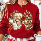 Vintage Santa and Reindeer Christmas Sweatshirt | Cute Boop Holiday Gift