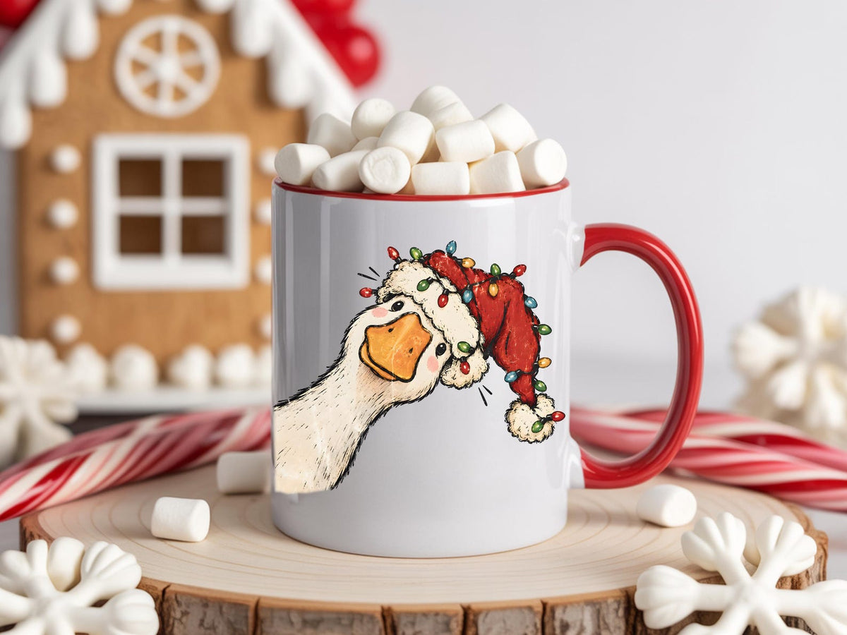 Silly Goose Christmas Mug | Cute Santa Hat Goose Hot Cocoa Gift