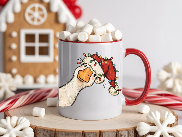 Silly Goose Christmas Mug | Cute Santa Hat Goose Hot Cocoa Gift