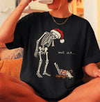 Funny Skeleton Christmas Shirt | Spilled Coffee Santa Hat Relatable Gift
