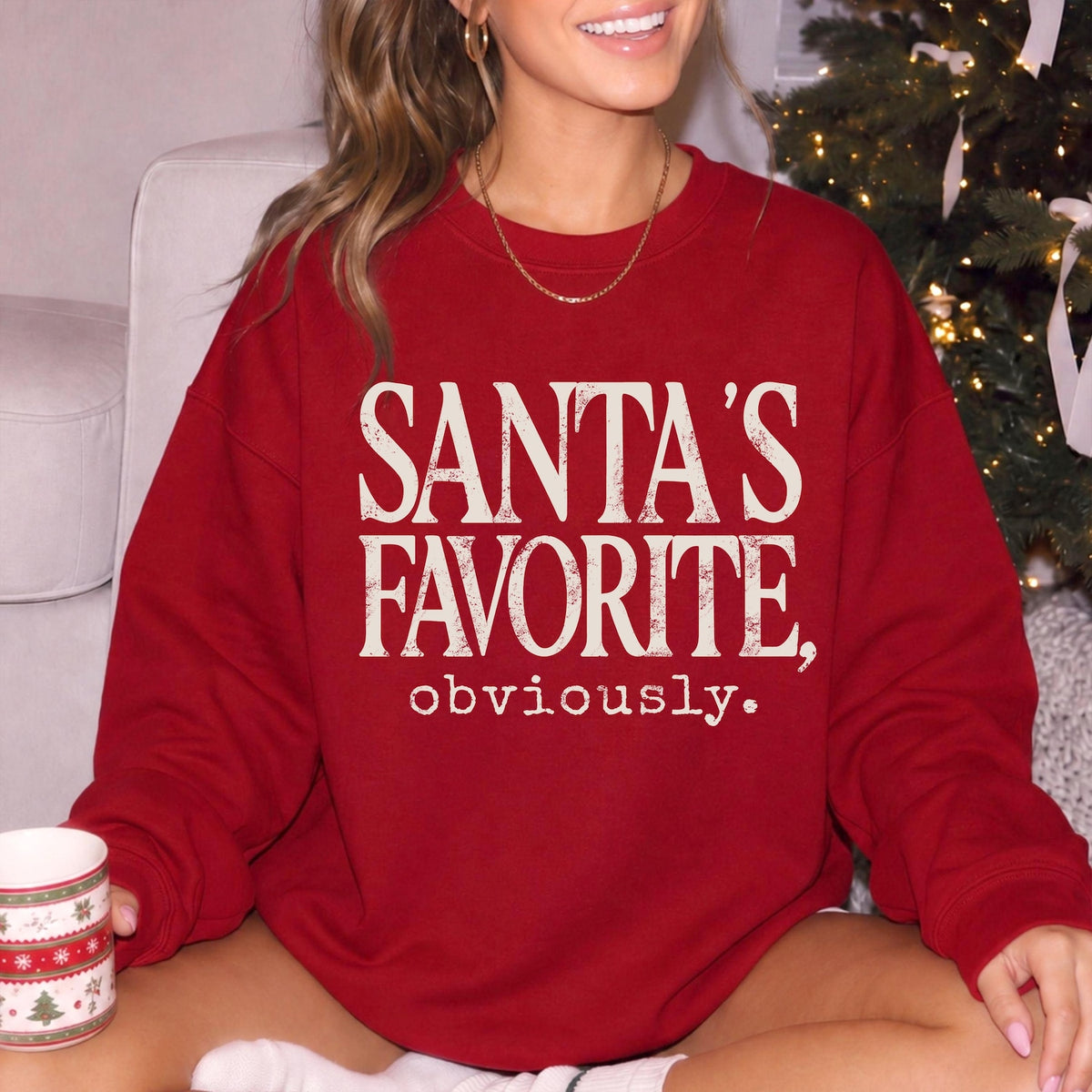 Santa’s Favorite Christmas Sweatshirt | Funny Minimalist Holiday Crewneck