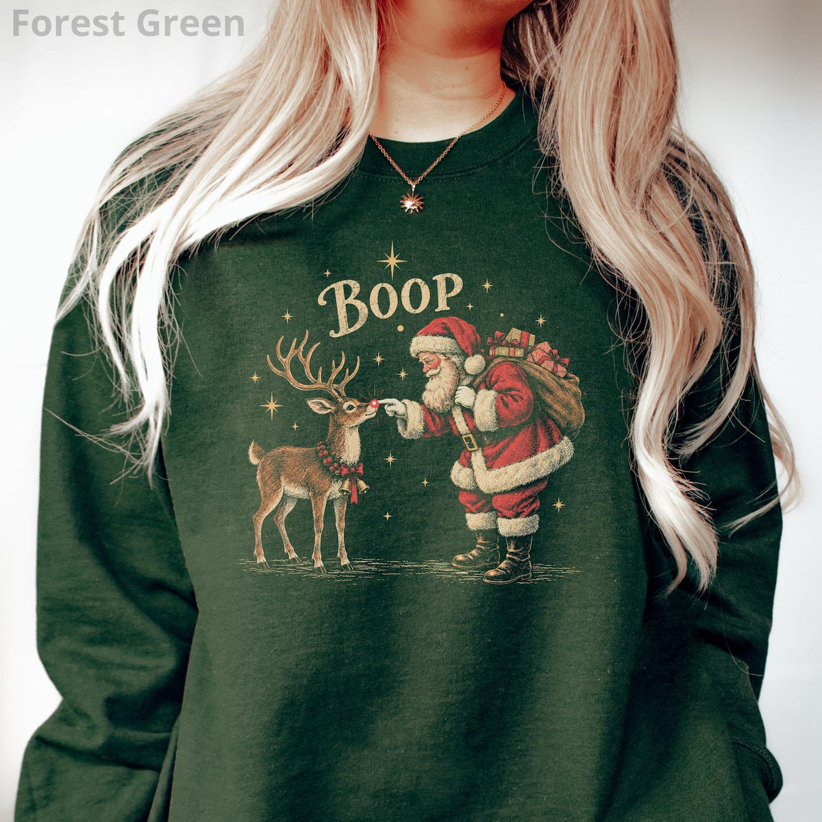 Vintage Santa Boop Sweatshirt | Retro Reindeer Christmas Gift
