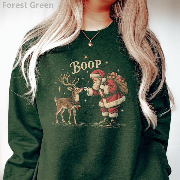 Vintage Santa Boop Sweatshirt | Retro Reindeer Christmas Gift